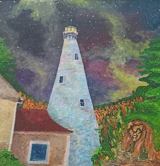  northern lights dancing around lighthouse  - Image 1